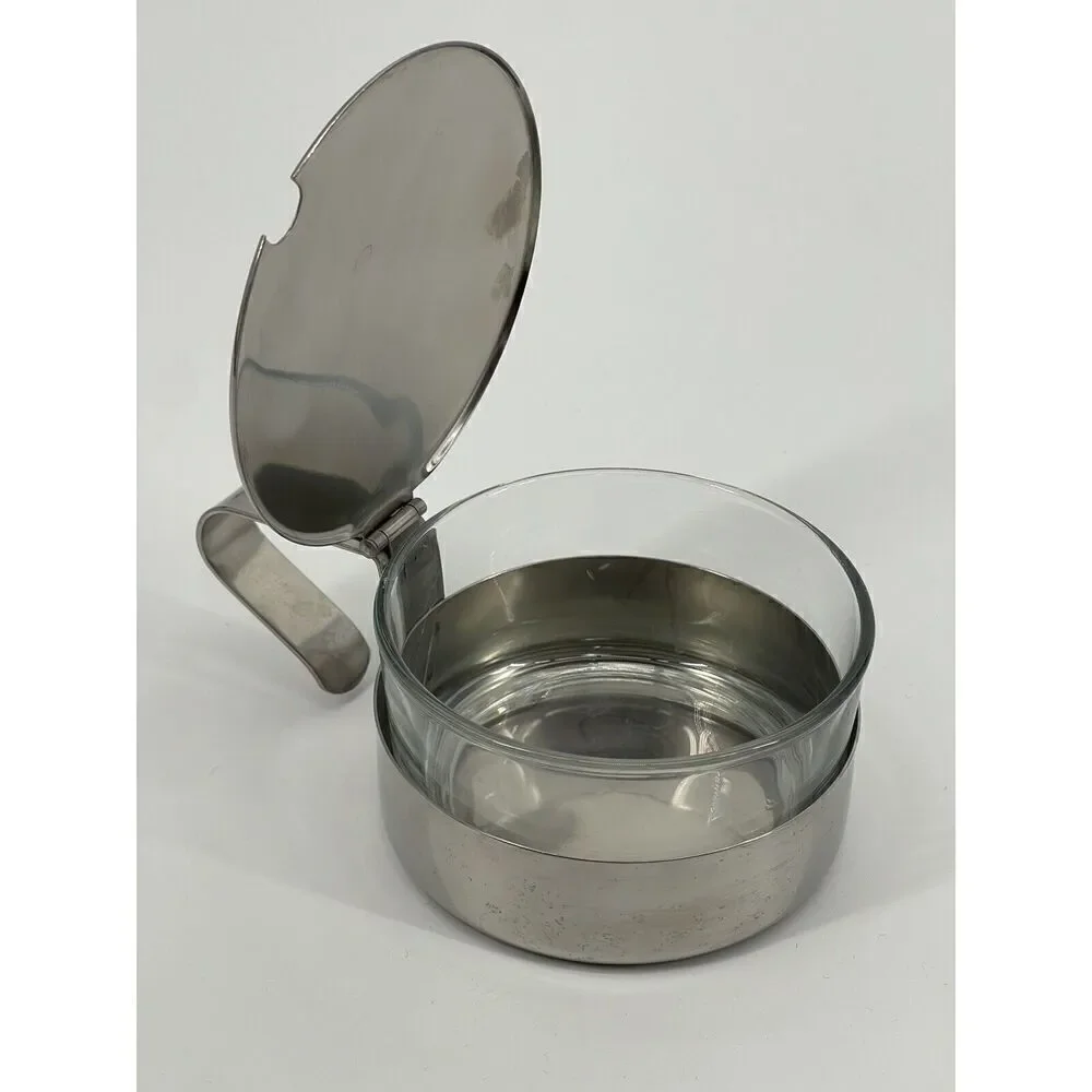 VTG Inox Italy Hinged Lid 18-10 Stainless Glass Sugar Parmesan Williams Sonoma
